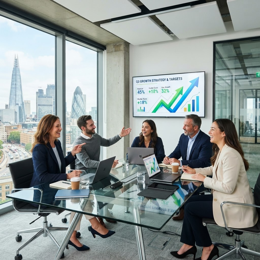Business team planning market expansion and growth initiatives