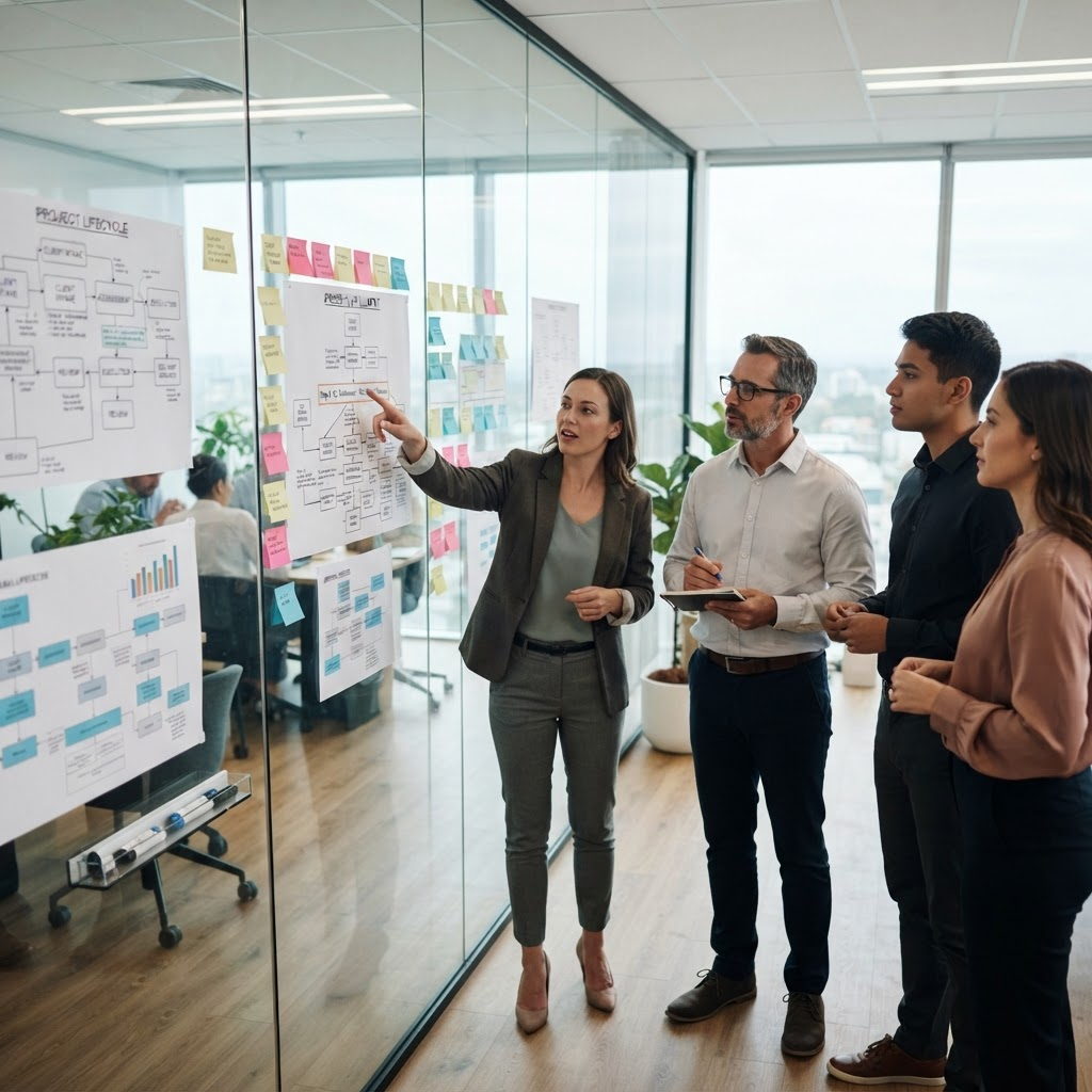 Operations team evaluating workflows and process improvements